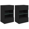 Vidaxl Muebles De Tv De Pared Con Luces Led 2 Uds Negro 40x30x60,5 Cm