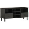 Vidaxl Mueble De Tv Madera Maciza De Mango Negro 100x33x46 Cm