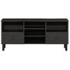 Vidaxl Mueble De Tv Madera Maciza De Mango Negro 100x33x46 Cm