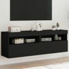 Vidaxl Muebles De Tv De Pared Con Luces Led 2 Uds Negro 60x30x40 Cm