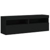 Vidaxl Muebles De Tv De Pared Con Luces Led 2 Uds Negro 60x30x40 Cm