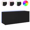 Vidaxl Mueble De Tv De Pared Con Luces Led Negro 100x35x41 Cm