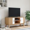 Vidaxl Mueble De Tv Olden Madera Maciza Pino Blanco Marrón 114x43x57cm