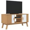 Vidaxl Mueble De Tv Olden Madera Maciza Pino Blanco Marrón 114x43x57cm