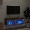 Vidaxl Mueble Para Tv Con Luces Led Roble Marrón 100x30x30 Cm