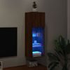 Vidaxl Mueble Para Tv Con Luces Led Roble Marrón 30,5x30x90 Cm