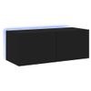 Vidaxl Mueble De Tv De Pared Con Luces Led Negro 80x35x31 Cm