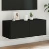 Vidaxl Mueble De Tv De Pared Con Luces Led Negro 80x35x31 Cm