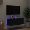 Vidaxl Mueble De Tv De Pared Con Luces Led Negro 80x35x31 Cm