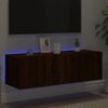 Vidaxl Mueble De Tv De Pared Con Luces Led Marrón Roble 100x35x31 Cm