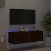 Vidaxl Mueble De Tv De Pared Con Luces Led Marrón Roble 100x35x31 Cm