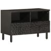 Vidaxl Mueble De Tv Madera Maciza De Mango Negro 70x33x46 Cm