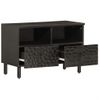 Vidaxl Mueble De Tv Madera Maciza De Mango Negro 70x33x46 Cm