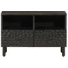 Vidaxl Mueble De Tv Madera Maciza De Mango Negro 70x33x46 Cm