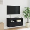 Vidaxl Mueble De Tv De Pared Con Luces Led Negro 80x30x40 Cm