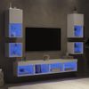 Vidaxl Muebles De Tv De Pared Con Led 8 Pzas Madera Ingeniería Blanco