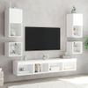 Vidaxl Muebles De Tv De Pared Con Led 8 Pzas Madera Ingeniería Blanco