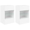 Vidaxl Muebles De Tv De Pared Con Luces Led 2 Uds Blanco 40x30x60,5 Cm