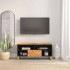 Vidaxl Mueble De Tv Madera Maciza Mango Marrón Y Negro 100x33,5x46 Cm