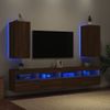 Vidaxl Muebles Tv De Pared Luces Led 2 Uds Roble Marrón 30,5x35x70 Cm