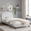 Vidaxl Estructura De Cama Cabecero Cuero Sintético Blanco 100x200 Cm