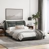 Vidaxl Estructura De Cama Con Cabecero De Tela Gris Oscuro 140x190 Cm