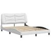 Vidaxl Estructura De Cama Cabecero Cuero Sintético Blanco 140x190 Cm