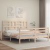 Vidaxl Estructura De Cama De Matrimonio Con Cabecero Madera Maciza Marrón