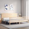 Vidaxl Estructura De Cama De Matrimonio Con Cabecero Madera Maciza Marrón