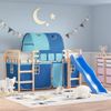 Vidaxl Cama Alta Para Niños Con Túnel Madera Pino Azul 90x190 Cm