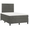 Vidaxl Cama Box Spring Colchón Y Led Terciopelo Gris Oscuro 120x190 Cm