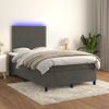 Vidaxl Cama Box Spring Colchón Y Led Terciopelo Gris Oscuro 120x190 Cm