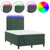 Vidaxl Cama Box Spring Colchón Y Led Terciopelo Verde Oscuro 120x190cm