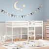 Vidaxl Cama Alta De Niños Escalera Madera Maciza Pino Blanco 90x200 Cm