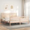 Vidaxl Estructura De Cama De Matrimonio Con Cabecero Madera Maciza Marrón