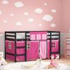 Vidaxl Cama Alta Para Niños Con Cortinas Madera Pino Rosa 90x200 Cm