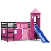 Vidaxl Cama Alta Para Niños Con Torre Madera Pino Rosa 90x200 Cm