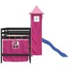 Vidaxl Cama Alta Para Niños Con Torre Madera Pino Rosa 90x200 Cm