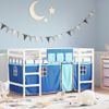 Vidaxl Cama Alta Para Niños Con Cortinas Madera Pino Azul 90x200 Cm