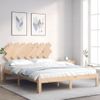 Vidaxl Estructura De Cama Con Cabecero Madera Maciza 140x190 Cm Marrón