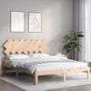 Vidaxl Estructura De Cama Con Cabecero Madera Maciza 140x190 Cm Marrón