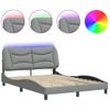 Vidaxl Estructura De Cama Con Luces Led Tela Gris Claro 140x190 Cm