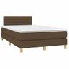 Vidaxl Cama Box Spring Con Colchón Y Led Tela Marrón Oscuro 120x190 Cm