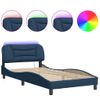 Vidaxl Estructura De Cama Con Luces Led Tela Azul 100x200 Cm