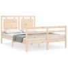 Vidaxl Estructura De Cama Con Cabecero Madera Maciza 140x190 Cm Marrón