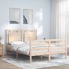 Vidaxl Estructura De Cama Con Cabecero Madera Maciza 140x190 Cm Marrón