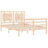 Vidaxl Estructura De Cama Con Cabecero Madera Maciza 140x190 Cm Marrón