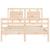 Vidaxl Estructura De Cama Con Cabecero Madera Maciza 140x190 Cm Marrón