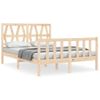 Vidaxl Estructura De Cama De Matrimonio Con Cabecero Madera Maciza Marrón