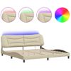 Vidaxl Estructura De Cama Con Luces Led Tela Crema 200x200 Cm